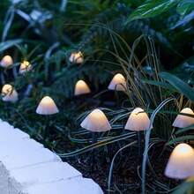 太陽能戶外蘑菇燈 20 顆 LED 迷你地插式花園路燈 8 種照明模式 IPX4 防水 高品質景觀裝飾 暖白色/彩色 可愛逼真蘑菇燈 適用於露台草坪復活節假期派對 理想禮物選擇 - 暖白光 - 查看 6
