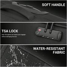 Soft Case Luggage 20 24 28 Inch 3 Piece Suitcase Set Carry On Cabin Check In Travel Bag TSA Lock Spinner Wheels Expandable Front Laptop Pocket - Black - View 5