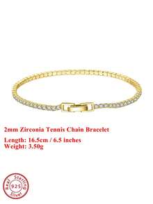 ORSA JEWELS 1条925纯银镀14K金立方氧化锆网球链手链，男女皆宜的奢华珠宝礼品，适合婚礼/派对佩戴，2026时尚手链，低过敏性且不易褪色 - SB91 - 查看 12