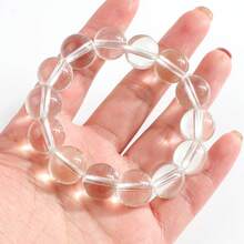 14mm Pure White Crystal Beaded Bracelet, Women's Transparent Round Bead Jewelry - Bracelet - View 6