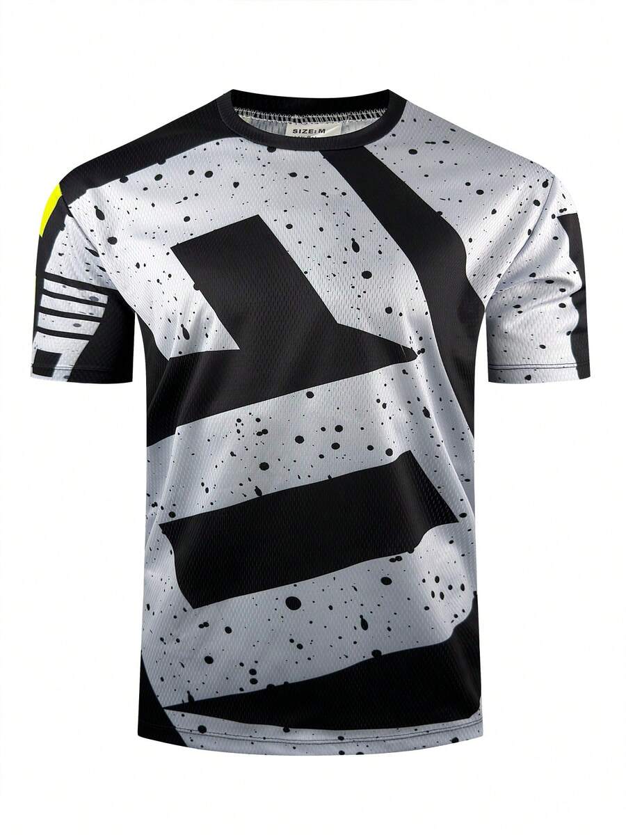 ETIXXL 摩托車 T-Shirt 男款運動黑色輕量透氣快乾騎行球衣 - 黑色 - 查看 1