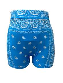 Pantalones cortos deportivos y de yoga con estampado de paisley y cintura elástica, de moda para primavera/verano - Azul cielo - Ver 3