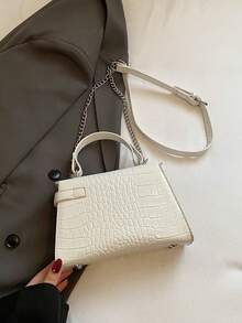 Niche High-End Elegant Crocodile Grain Handbag, New Spring/Summer Luxury Fashion Versatile Shoulder & Crossbody Bag - White - View 7