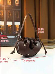 2026 New Fashion Woven Cloud Pleated Handbag, Shoulder Bag For Women - Coffee - View 11