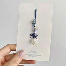 可爱甜美莲花星形手机链 女款可爱蝴蝶结编织绳小吊坠 女童日常佩戴 春季生日礼物 - 蓮花 - 查看 6