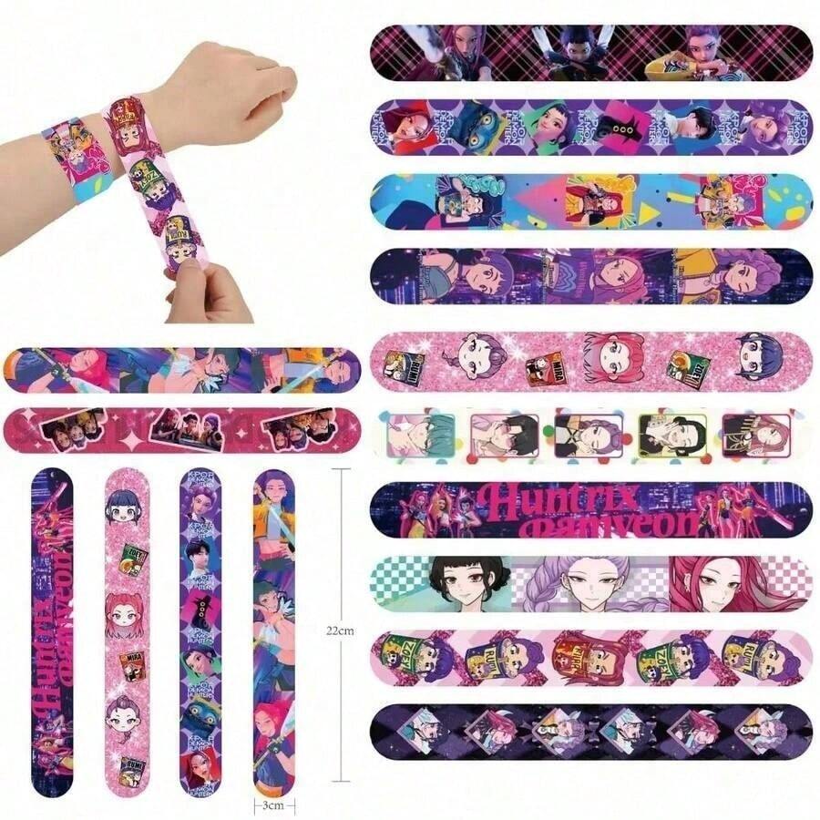 12pcs/Set Korean Witch Hunter Style Snap Bracelets, Random Pattern Design, Birthday Party Gifts - Multicolor - View 1