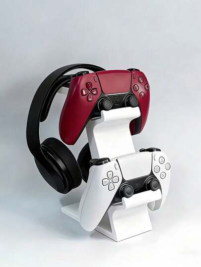 Universal Game Controller And Headset Stand, 3-In-1 Game Controller Organizer That Holds 2 Game Controllers And 1 Headset. A Space-Saving Desktop Organizer, This Durable Headset Holder Is Suitable For Hardcore Gamers And Casual Users. Ideal For Gaming, Home Entertainment, Workspace Setups, Storage, Desktop Accessories, Gaming Accessories, And Game Room Decor.