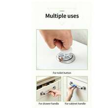 1pc Convenient Adhesive Toilet Flush Button - Prevents Nail Damage, Suitable For Long Nails - Bathroom Decor Accessory - B - View 9