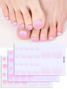 3pcs Ombre Pink Minimalist Elegant Design Full Nail Stickers, Adhesive Nail Art Decals For Fingernails & Toenails - Multicolor - View 6