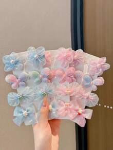 Cute Bowknot Hair Clips, Non-Damaging Princess Flower Bow Side Clips - Multicolor - View 4