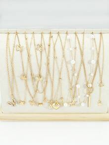 11pcs Y2K Boho Style Layered Necklace Set, Shiny Star, Butterfly, Heart, Moon Pendant Necklaces, Minimalist Jewelry For Dates And Parties - Multicolor - View 8