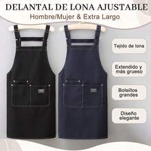 1 buah Celemek Kanvas Poliester Berkualitas Tinggi dan Tahan Lama - Leher Dapat Diatur dan Desain Saku Dada - Cocok untuk Dapur, Kedai Kopi, Restoran - Pakaian Kerja Unisex (Cokelat, Hitam, dan Biru) - Perlengkapan Dapur - A - View 3