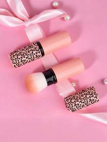 1pc Large Soft Retractable Makeup Brush, Leopard Print, Blush Brush, Powder Brush, Highlighter Brush, Portable Face Makeup Brush With Protective Cap - Multicolor - View 2
