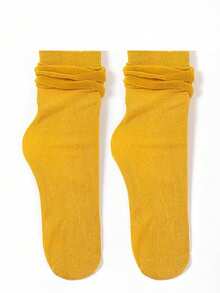 1/5 双装女士金银色金属光泽中筒袜，薄网眼透明闪光袜，适合春夏穿着 - 彩色 - 查看 8