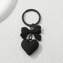 Y2K Bow Heart Keychain Cute Cool Matte Color Key Ring Purse Bag Backpack Car Key Charm Earbud Case Accessory Women   Gift - 黑色 - 查看 11