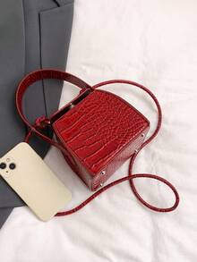 Mini Handheld Magic Cube Crossbody Box Bag - Red - View 5