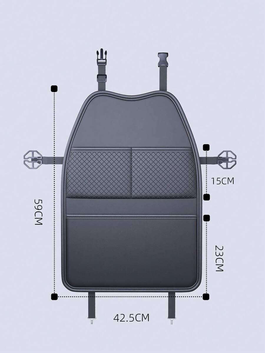 DERANFU Deeran Rhombus Minimalist Leather Car Seat Back Storage Bag, Multi-Functional Large Capacity Hanging Organizer, Universal Fit - A - View 1