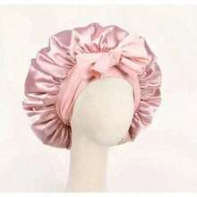 1pc Ribbon Round Hat Wh Bow, Wi Brim, Hair Care Hat, Headscarf, Sleeping Cap - 粉色 - 查看 3
