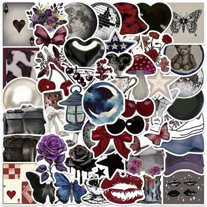 50pcs Y2K Style Black & White Girl Graffiti Stickers, Suitable For DIY Water Bottles, Laptops, Notebooks, Phones, Luggage, Fridges, Storage Containers, Etc.