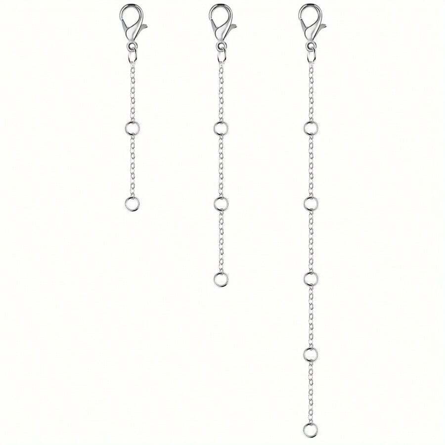 3-Piece Set Of Gold And Silver Stainless Steel Necklace Extenders, Bracelet And Anklet Extenders, Stainless Steel Extenders For Jewelry Making - Silver 3 Pieces - View 1