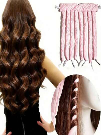 1pc Women/Girls Heatless Curling Rods, Soft Curling Headband, No Heat Needed For Curling, Sleep Curls, Gentle On Hair, Suitable For Long Hair, Can Create Big Waves, Mild Overnight Curls, Soft Satin Slouchy Sleep Curling Foam, Curling Styling Tool (Black/Blue/Pink) ,Hair Styling Kit ,Hair Tool For Barber Salon Beauty Travel Essential,Hair Products, Home Sleeping Bath Decor Daily Wear Soft Hair Cares,Hair Accessories