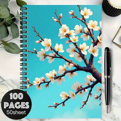 100-seitiges Spiralbuch mit Blumenmuster auf blauem Hintergrund, angenehmes Schreiberlebnis geeignet für Arbeit, Studium und tägliche Planung. Elegantes Aussehen, macht ein tolles Geschenk zur Graduierung oder zum Geburtstag, um Ihr Schreiberlebnis aufzuwerten!