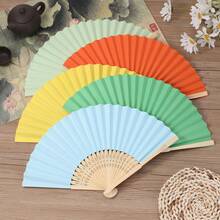 1 pieza Abanico de mano, abanico de papel plegable para decoración de fiestas, nueva decoración simple, abanico plegable en blanco, color caramelo enlatado de autoservicio, abanico de seda hecho a mano personalizado para bodas, regalos de boda y fiestas, regalos personalizados, vestido de novia y regalos, verano, vacaciones - Multicolor - Ver 4