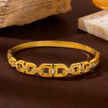 Pulsera de mujer con letra CD, pulsera de acero inoxidable de alta calidad decorada con circonita, adecuada para uso diario, banquetes, Día de la Madre, regalo de joyería para el Ramadán - Amarillo Oro - Ver 1