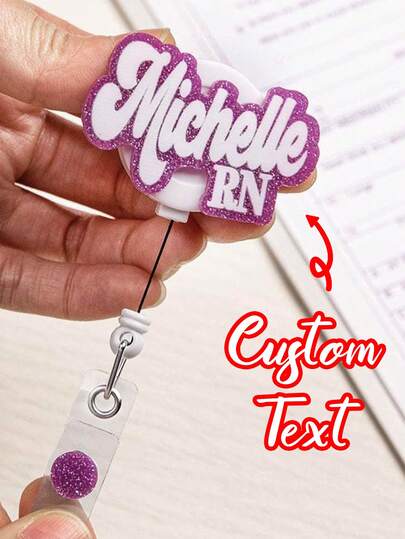 1/3/5pcs Personalized Nurse ID Badge Holder, Custom Retro Glitter Name Tag Clip, Acrylic Work ID Key Card Letter Combination Gift, Suitable For New Doctors, Registered Nurses, Nursing Staff, Cute Expandable ID Holder, Alligator Clip, Applicable For Nurses, Teachers, Students, Office Workers, Elegant And Romantic For Winter