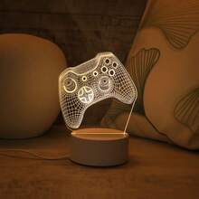 1pc Warm Light 3D Night Light, Warm Light Game Controller Series Night Light, USB Powered LED Desk Lamp, Suitable For Bedroom Bedside, Atmosphere Lamp, Creative Gift Night Light - Yellow - View 5