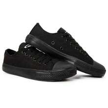 Casual/Fitness/Skater Sneakers In BLACK. White Star, 34/43. Fabric With Rubber Sole. - 黑色低筒鞋 - 查看 3