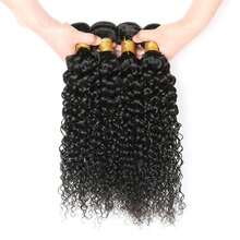 4 bó tóc nối xoăn xù tự nhiên kiểu Brazil, dệt đôi, chưa qua xử lý, màu đen tự nhiên. - Natural Black - Xem 4