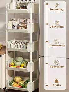 Storage Rolling Cart With Wheels, Storage Cart, Utility Rolling Cart With Lockable Wheels, Multifunction Kitchen Storage Organizer, Bathroom Organizers And Storage, Dorm Essentials, 4/5 Tier Multi-Functional Storage Trolley For Office, Living Room, Kitchen, Movable Storage Organizer With Wheels, White Rolling Storage Cart Plastic Utility Cart, Organization And Storage Valentines Gift - 米色 - 查看 4