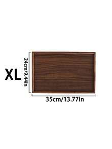 1pc/3pcs 棕色木制长方形和圆形托盘，家用甜品盘，酒店餐厅咖啡盘，茶盘，水果，寿司，牛排，面包，小吃木质展示盘，透明纹理杯碟 - 棕色 - 查看 14