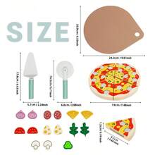 1pc Wooden Pretend Play Pizza Toy, Kitchen Food Cutting Set, Suitable For Children Aged 2+ - Multicolor - View 8
