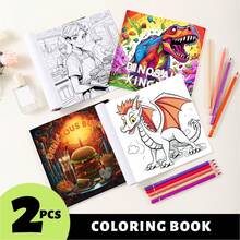 Bộ 2 cuốn sách tô màu chủ đề Thế giới thần tiên và Khủng long, phiên bản nâng cấp, quà tặng cho Giáng sinh, sinh nhật, tựu trường, tiệc tùng, tranh vẽ graffiti, rèn luyện kỹ năng thực hành, quà tặng sáng tạo cho học sinh, bạn bè, người yêu, gia đình! - 2 bộ - Xem 1
