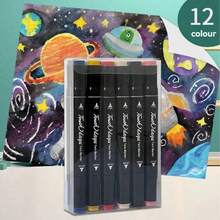 A Set Of 168 Double Pointed Drawing Markers, Art Student Sketching Animation Markers, Watercolor Pens, Drawing Brushes, Suitable For Adult Coloring And Artist Creation, Essential For Christmas And Halloween, Office Supplies, School Supplies, Ideal Birthday Gifts, 12/24/30/36/48/60/80/120/168 Colors - Multicolor - View 18