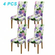1/4/6PCS Removable Elastic Chair Covers, Polyester Full Coverage, Floral Print Dining Chair Covers, Home Decor Hotel Banquet Restaurant Chair Protector - Multicolor - View 12