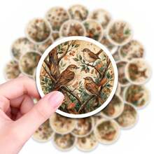 50张复古自然插画贴纸，复古美学防水贴纸，适用于日记、剪贴簿、笔记本电脑装饰、水瓶、手机壳、计划本、文具，是送给自然爱好者、观鸟者、艺术爱好者的礼物，也是剪贴簿用品和趣味贴纸的理想之选。 - 1 Set - 查看 5