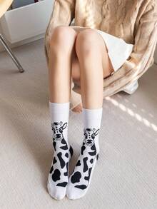 1/3/4 đôi tất cổ ngắn mới với họa tiết động vật dễ thương như bò, mèo, chân hổ, và các loại tất dài sáng tạo dành cho nam và nữ. - Nhiều màu - Xem 10
