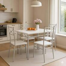 5 Piece Dining Table And Chairs Set 4 | Dining Table & Dining Chairs Set Of 4 - White - View 4
