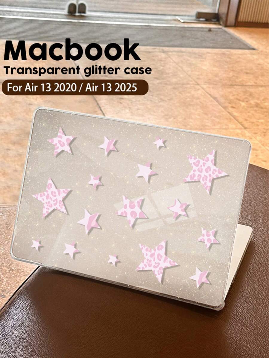 One Piece Of A Pink Leopard Print Star Pattern Shimmering Clear Laptop Case. Lightweight And Shockproof, It Fits The 13-Inch And 15-Inch Air, As Well As The 14-Inch Pro M2 And M3 Versions. Combining Fingerprint Resistance, Shock Protection, And Heat Dissipation, It's The Perfect Gift For Holidays And Special Occasions.