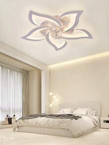 Stylish White Ceiling Fan Light With 5 Petal Blades, Dimmable Lighting & Adjustable Fan Speed For Home - one-size - View 1