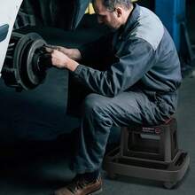 Mobile Plastic Tool Seat Rolling Garage Work Stool With Under-Seat Storage & Tray For Workshop Auto Repair Shop - UP200lbs Red - View 2