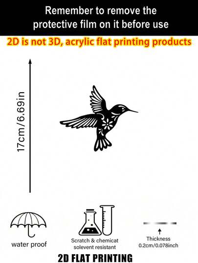 2D Flat, 3pcs Compact Hummingbird Acrylic Wall Decor, Easy Installation, Reusable, Suitable For Bedroom, Living Room Decoration. Original Artwork Wall Hanging, Ideal For Home, Yard, Balcony, New Home, Wedding, Independence Day, Christmas Decoration, Bird Decor, Home Decor, Gift