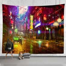 Cyberpunk Neo Futuristic Poster Tapestry  Fantasy City Cyberspace Neon "Good Vibes Only" Art Game Room Kids Bedroom - 多色 - 查看 11