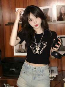 Women T-Shirts - Black - View 8