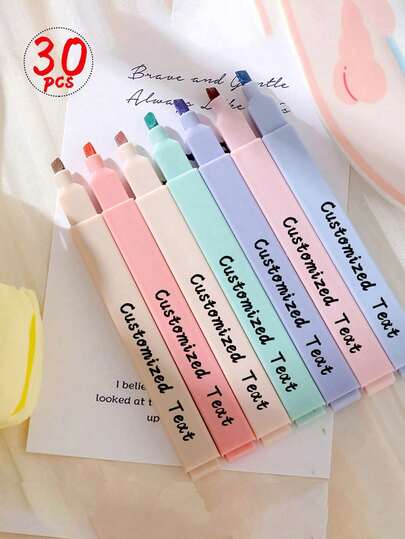 50pcs/30pcs/10pcs/5pcs Customized Marker Pens, Identification Pens, Cute Pastel Highlighter Pens For DIY Album, Diary, Student Stationery, Multi-Color Graffiti Fluorescent Pens, Soft Hand Account Key Marker Pens, Muted Tones, Back To School Muted Tone Fluorescent Pens