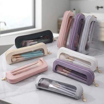 Túi đựng mỹ phẩm du lịch xách tay có cửa sổ trong suốt và khóa kéo, thích hợp để đựng mỹ phẩm và đồ chăm sóc da, dùng khi đi tập gym và công tác, kiểu dáng giả da, túi đựng đồ vệ sinh cá nhân di động, túi đựng mỹ phẩm trong suốt, đồ dùng học tập, túi đựng mỹ phẩm.
