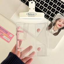 INS Double Buckle A8 Card Holder 3-Inch Single Slot Mini 3-Ring Binder Notebook, Transparent Minilist Organizer - Nhiều màu - Xem 9